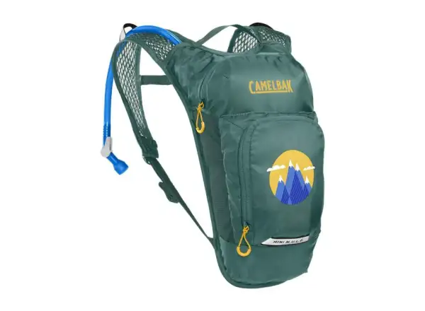 Detský batoh Camelbak Mini Mule 5 l + rezervoár 1,5 l (zelený s horským motívom)