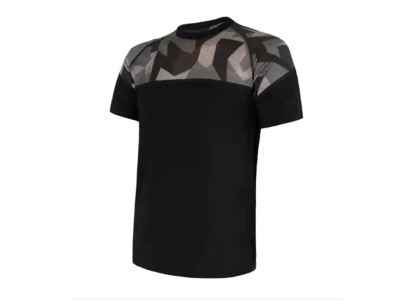 Sensor Merino Impress pánske tričko krátky rukáv čierna/Camo