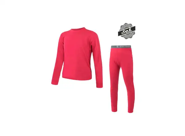 Sensor Merino Air detský set tričko dlhý rukáv + spodné nohavice Magenta