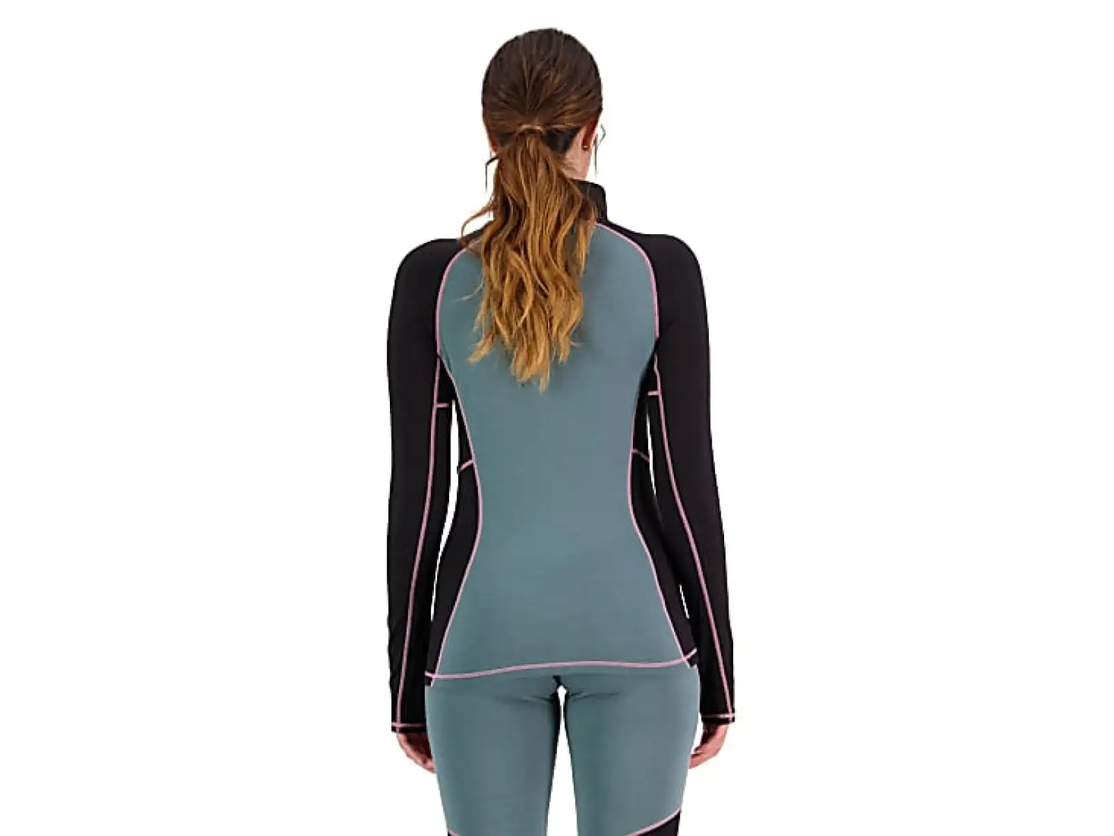 Mons Royale Olympus Half Zip WMNS dámske tričko s dlhým rukávom burnt sage/black