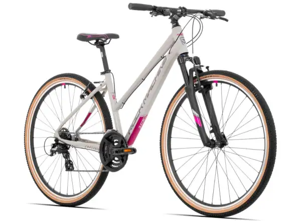 Rock Machine CrossRide 100 Lady lesklá světlá šedá/tmavě šedá trekingové kolo.