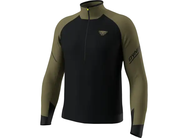 Dynafit Alpine Zip pánske bežecké tričko dlhý rukáv Military green/0910