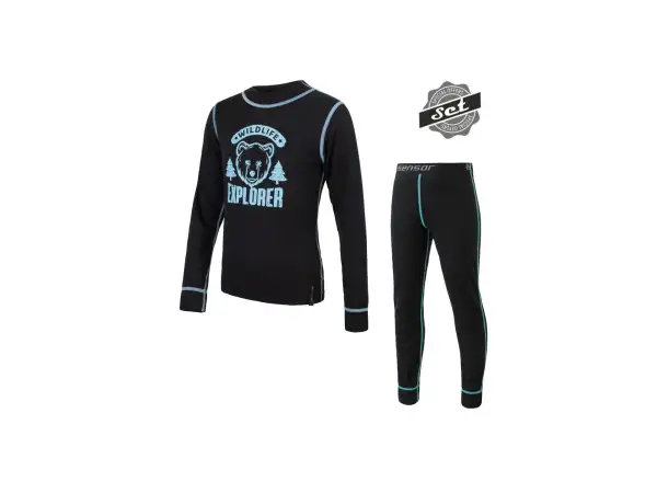 Sensor Double Face Set Wild Kids Thermal Set s dlhým rukávom Black