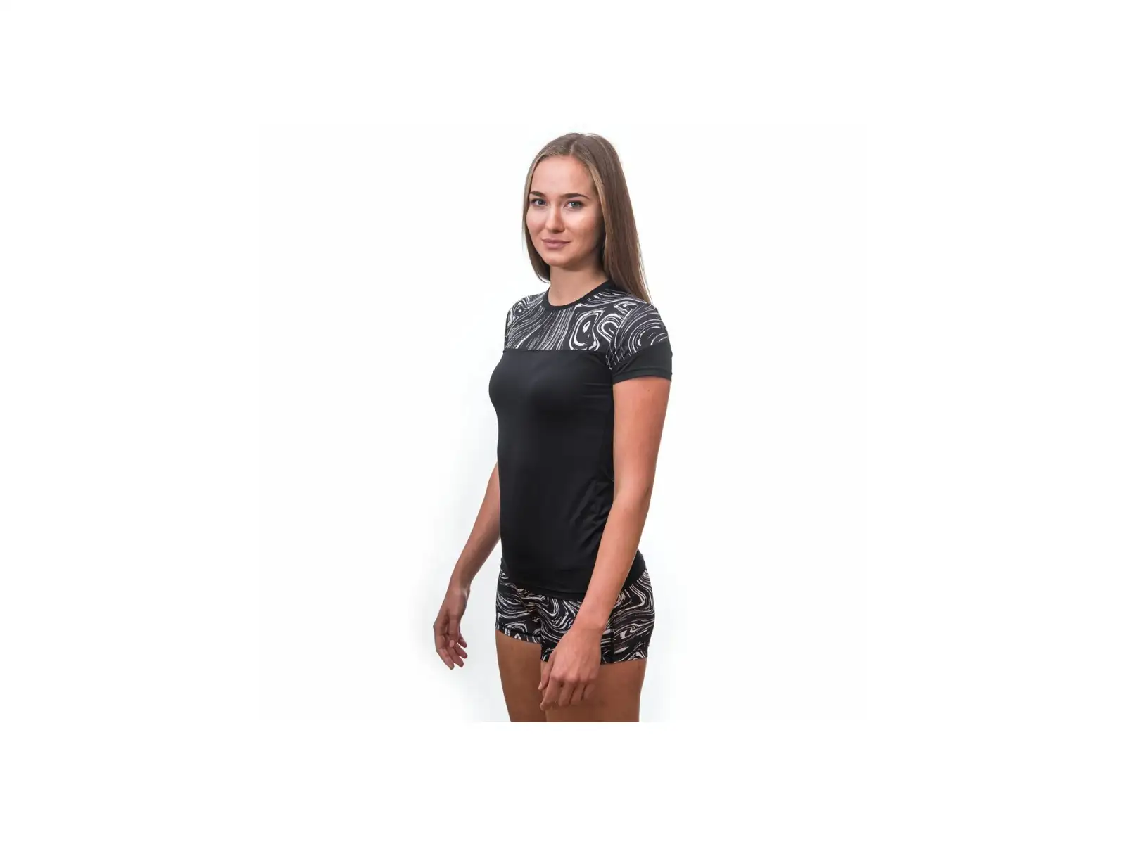 Sensor Coolmax Impress dámske tričko krátky rukáv čierna/Sea