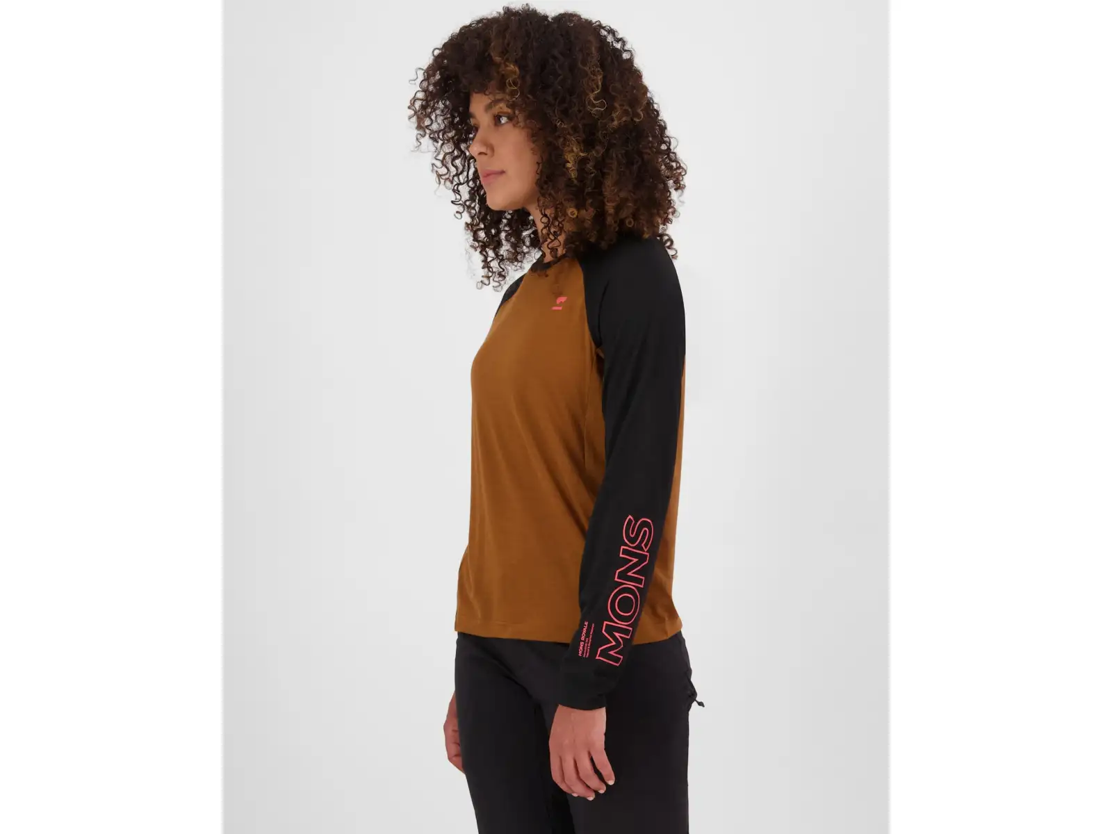 Mons Royale Tarn Merino dámske tričko dlhý rukáv Caramel / Black