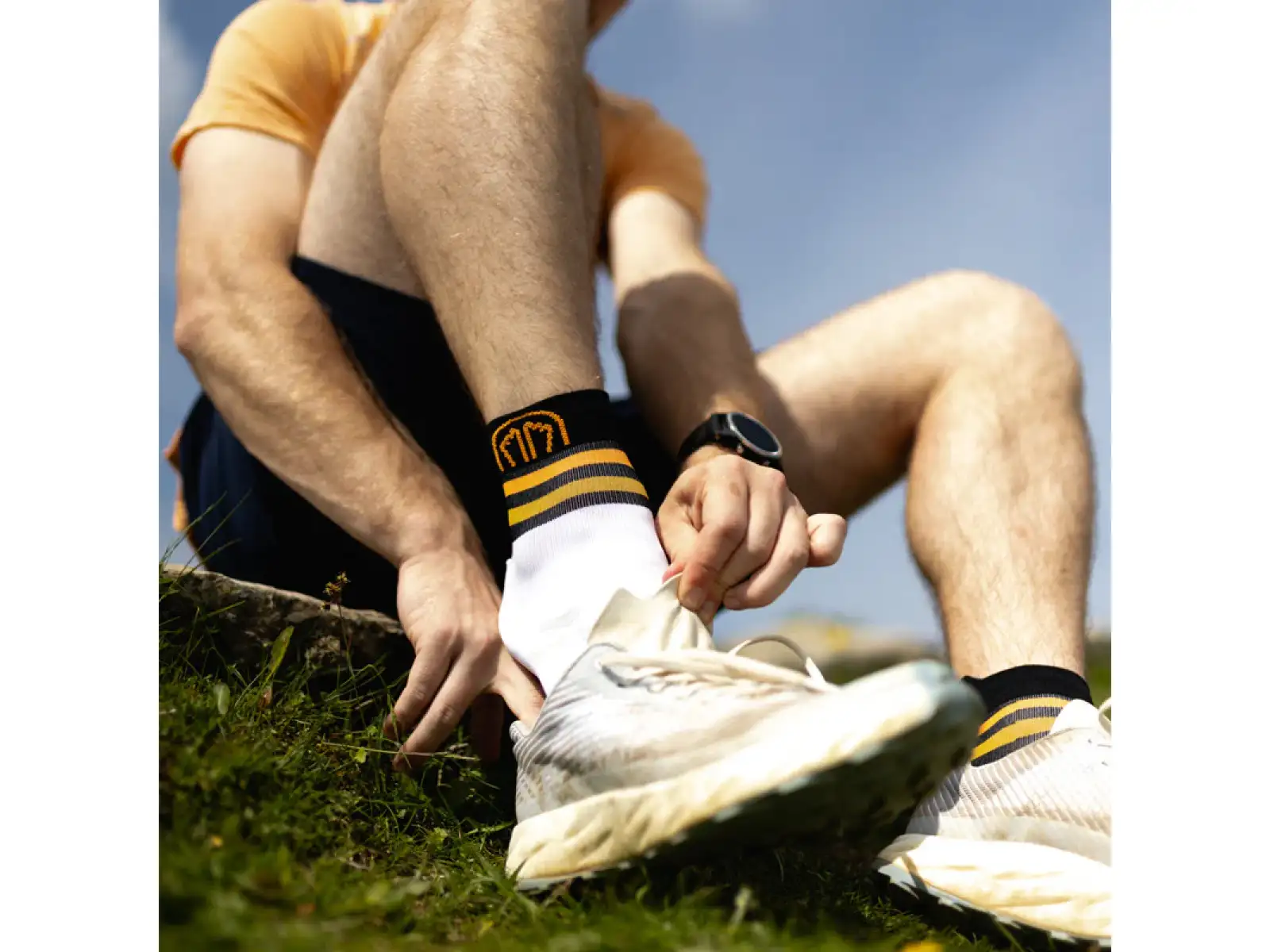 Sidas Run Anatomic Light Ankle bežecké ponožky bielo-čierna