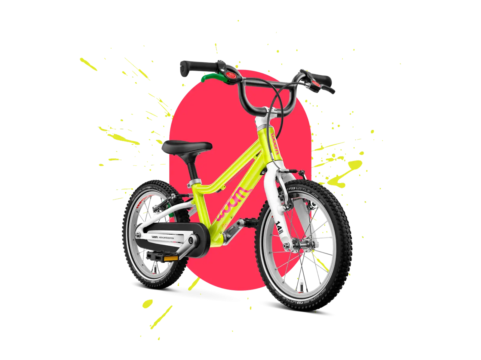Woom GO 2 detský bicykel neon lime