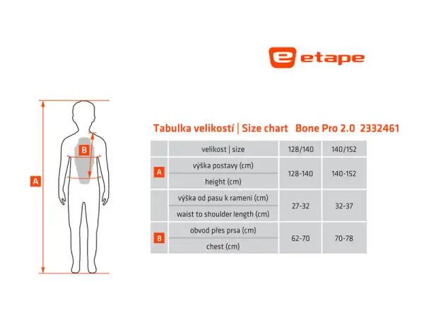 Etape Bone Pro 2.0 detská vesta s chráničom chrbtice čierna/žltá fluo