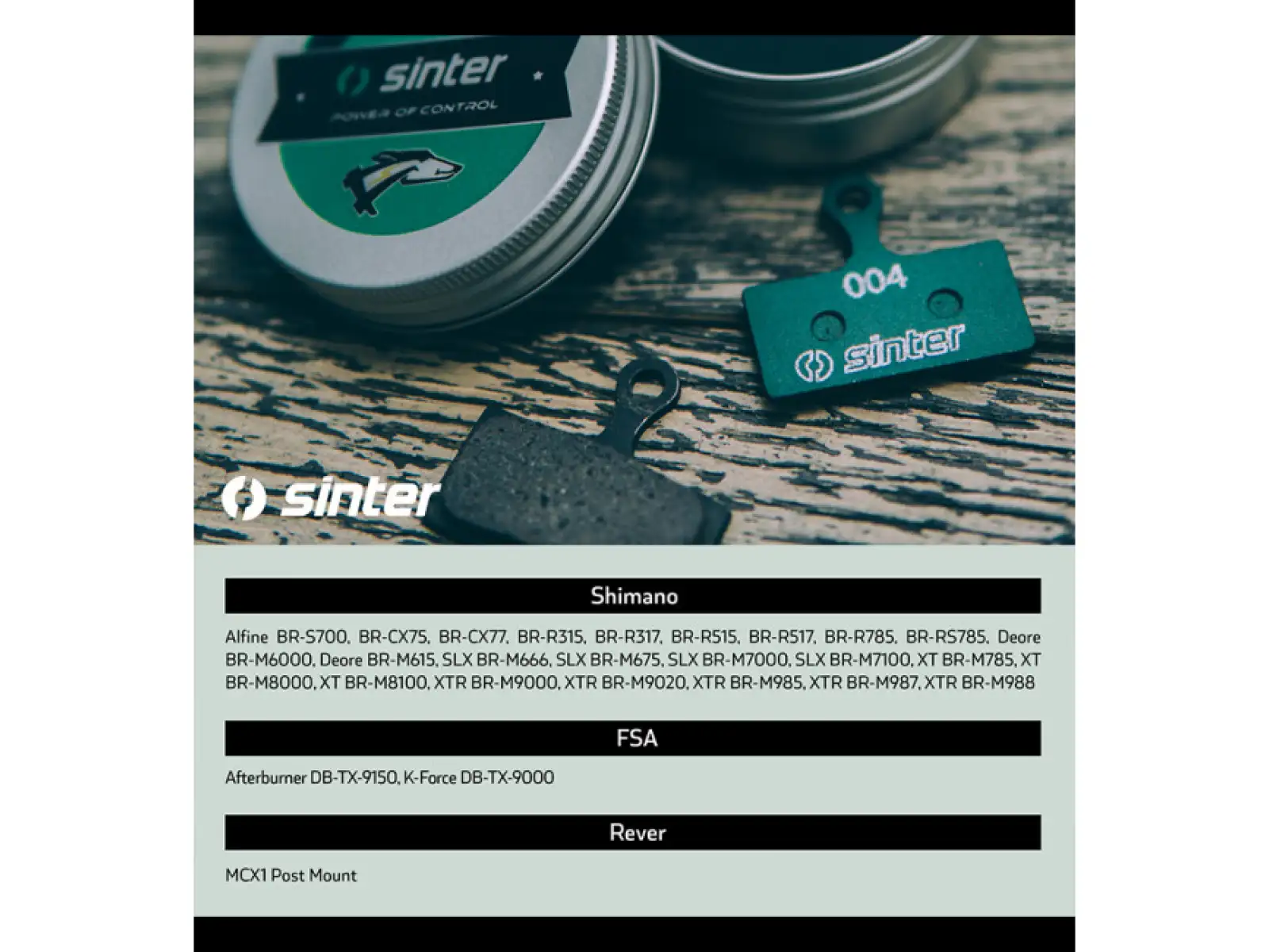 Sinter Shimano G Type brzdové doštičky polymér zelená