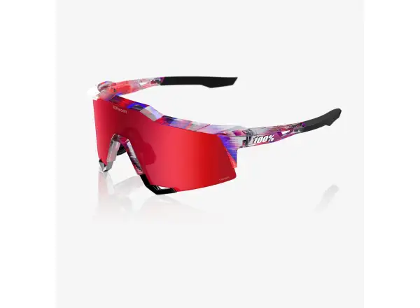 100% Speedcraft okuliare FDJ Gloss Translucent Red/Blue/HiPER Fire Red Mirror Lens