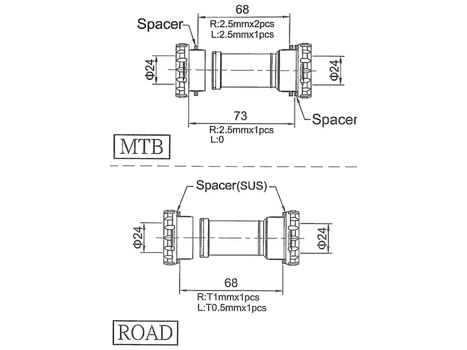 Max1 Evo BSA 68/73 stredové zloženie pre kľuky Shimano čierne