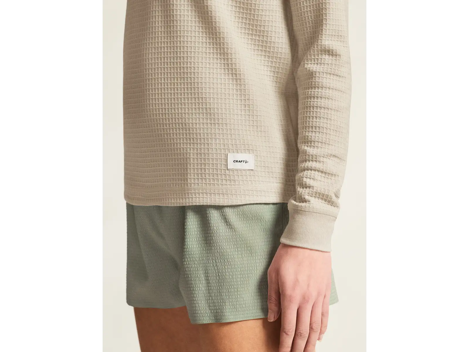 Craf Wool Waffle dámske tričko dlhý rukáv béžová