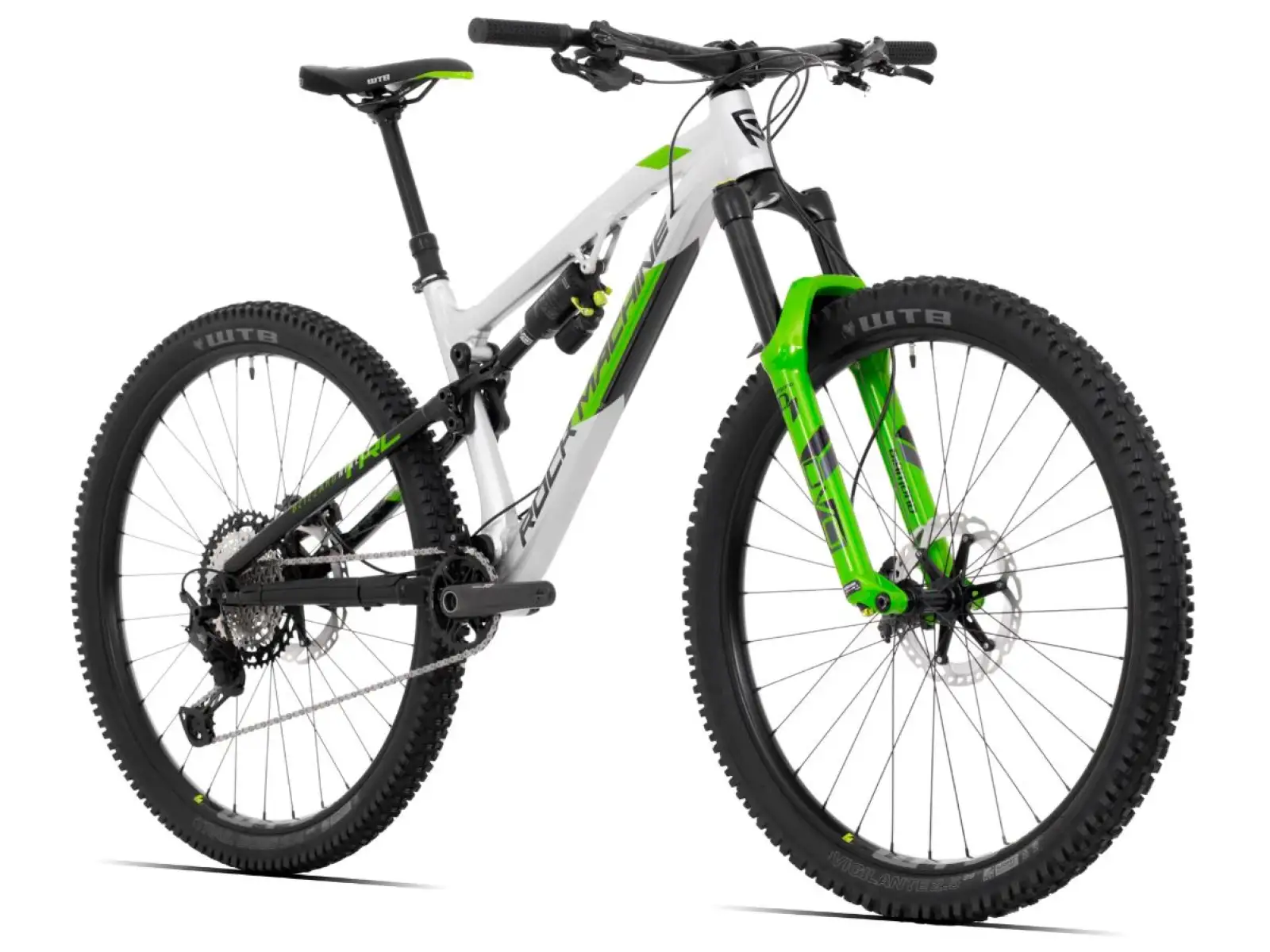 Horský bicykel Rock Machine Blizzard TRL 90-29 lesklá strieborná/čierna/DVO zelená
