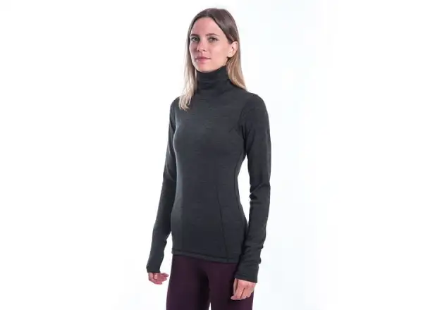 Sensor Merino Bold Roll Neck dámske tričko dlhý rukáv Anthracite Gray