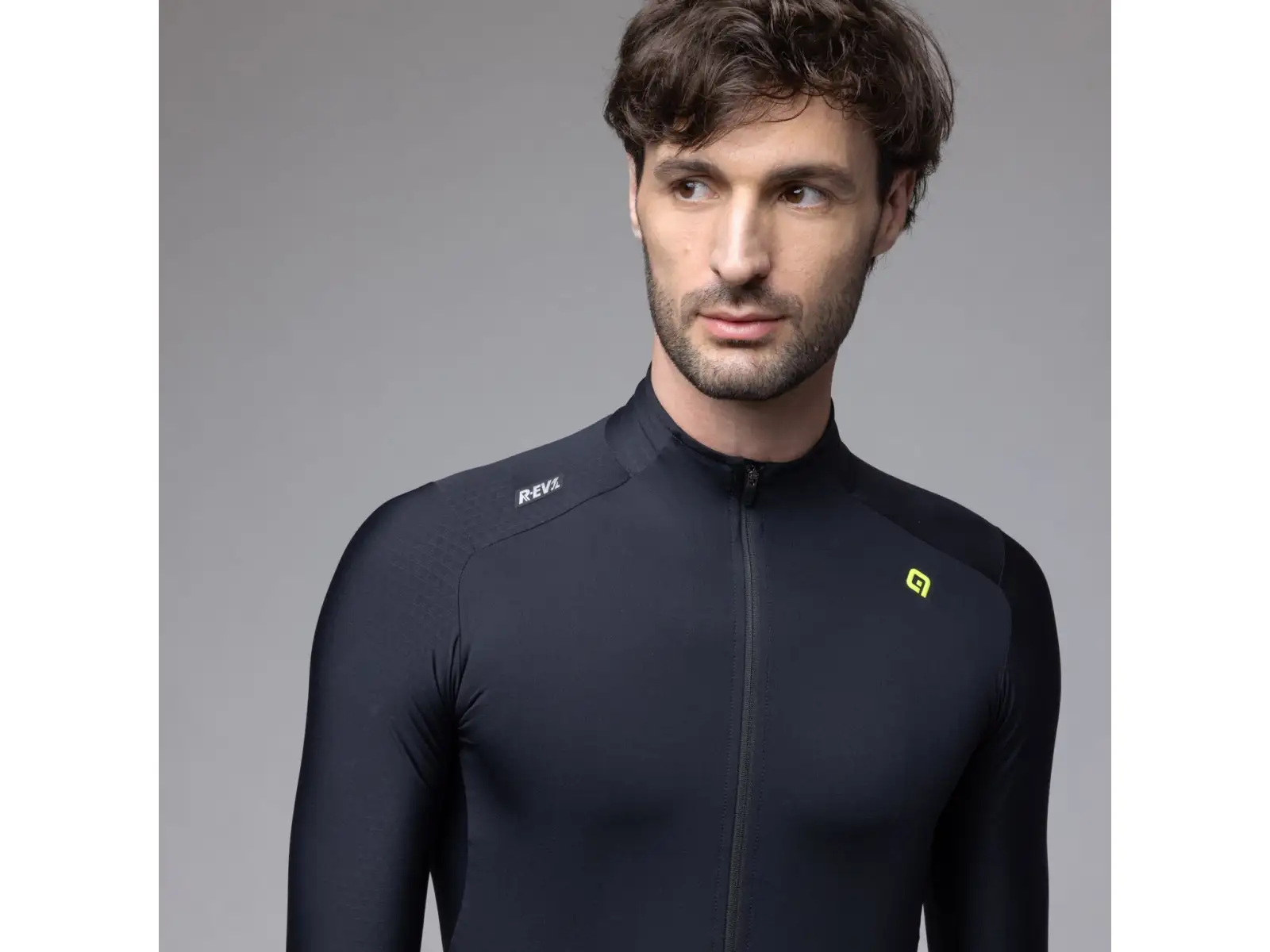 Alé R-EV1 Warm Race pánsky zateplený cyklistický dres Black