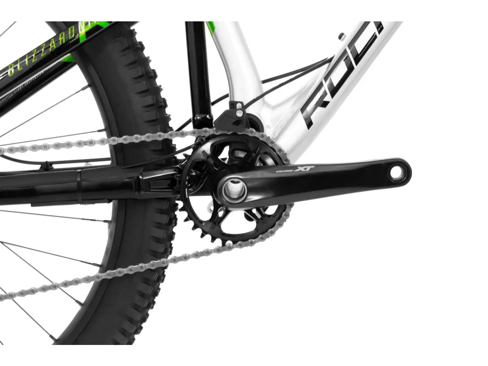 Rock Machine Blizzard 90-297 RZ strieborný/zelený celoodpružený horský bicykel