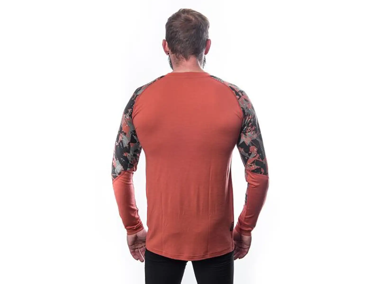 Sensor Merino Impress pánske tričko dlhý rukáv Terracotta/Rush