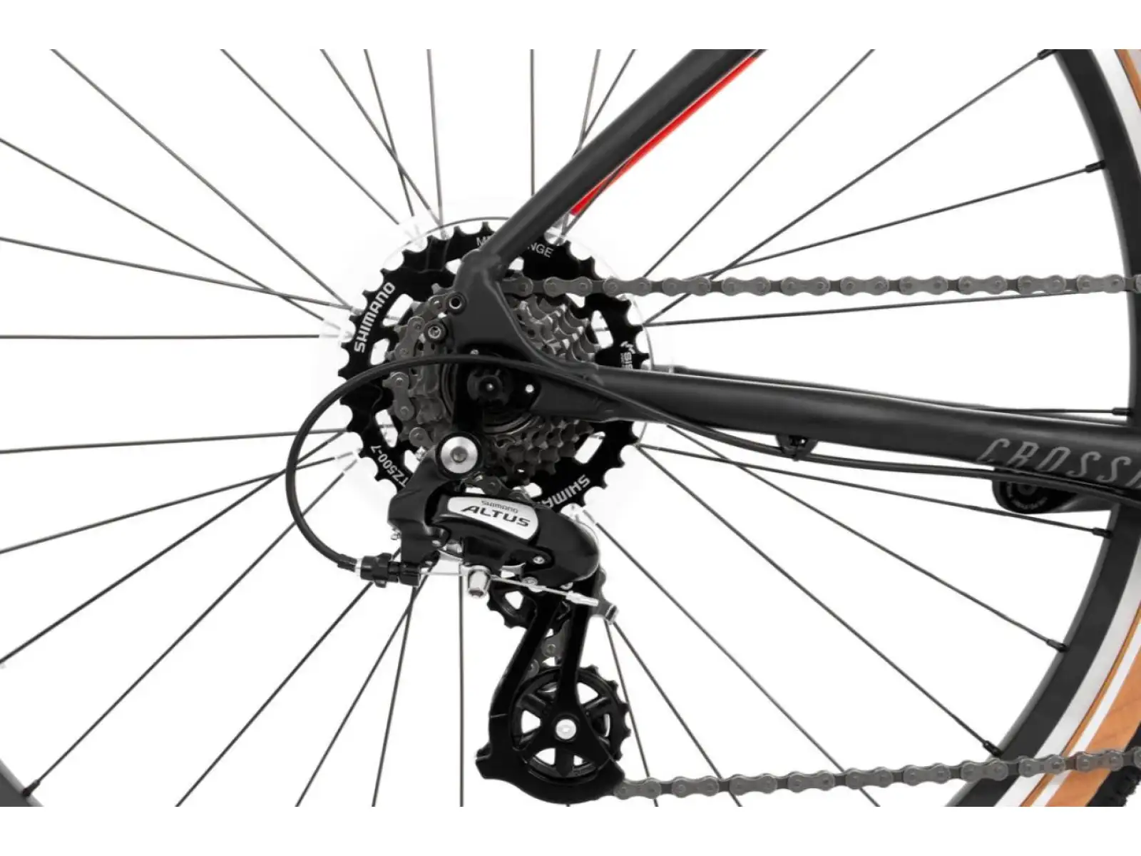 Rock Machine CrossRide 100 mat black/dark grey/brick red trekingový bicykel