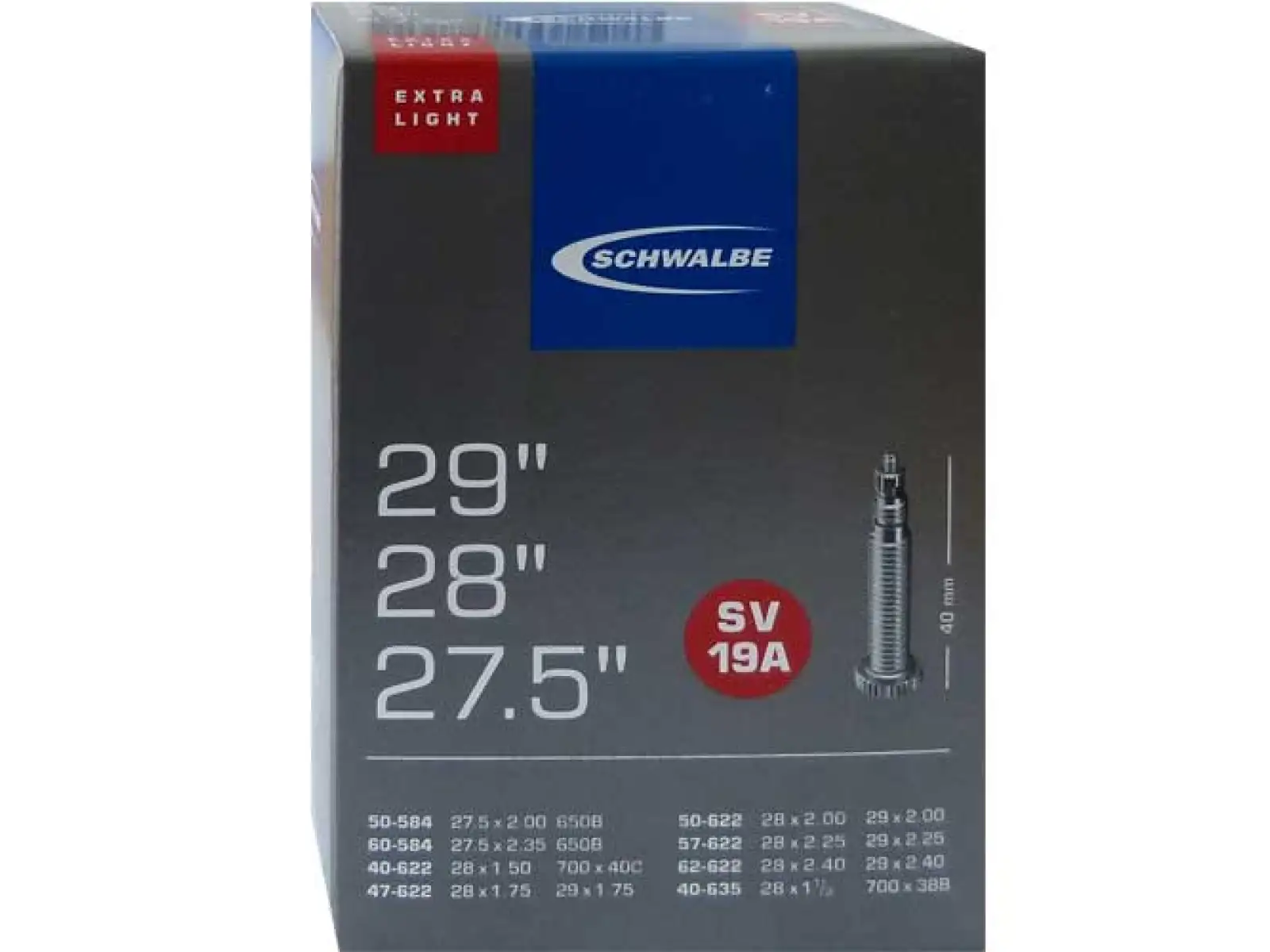 Schwalbe duša MTB Extra Light 27,5"/28"/29" (Nr.19A)