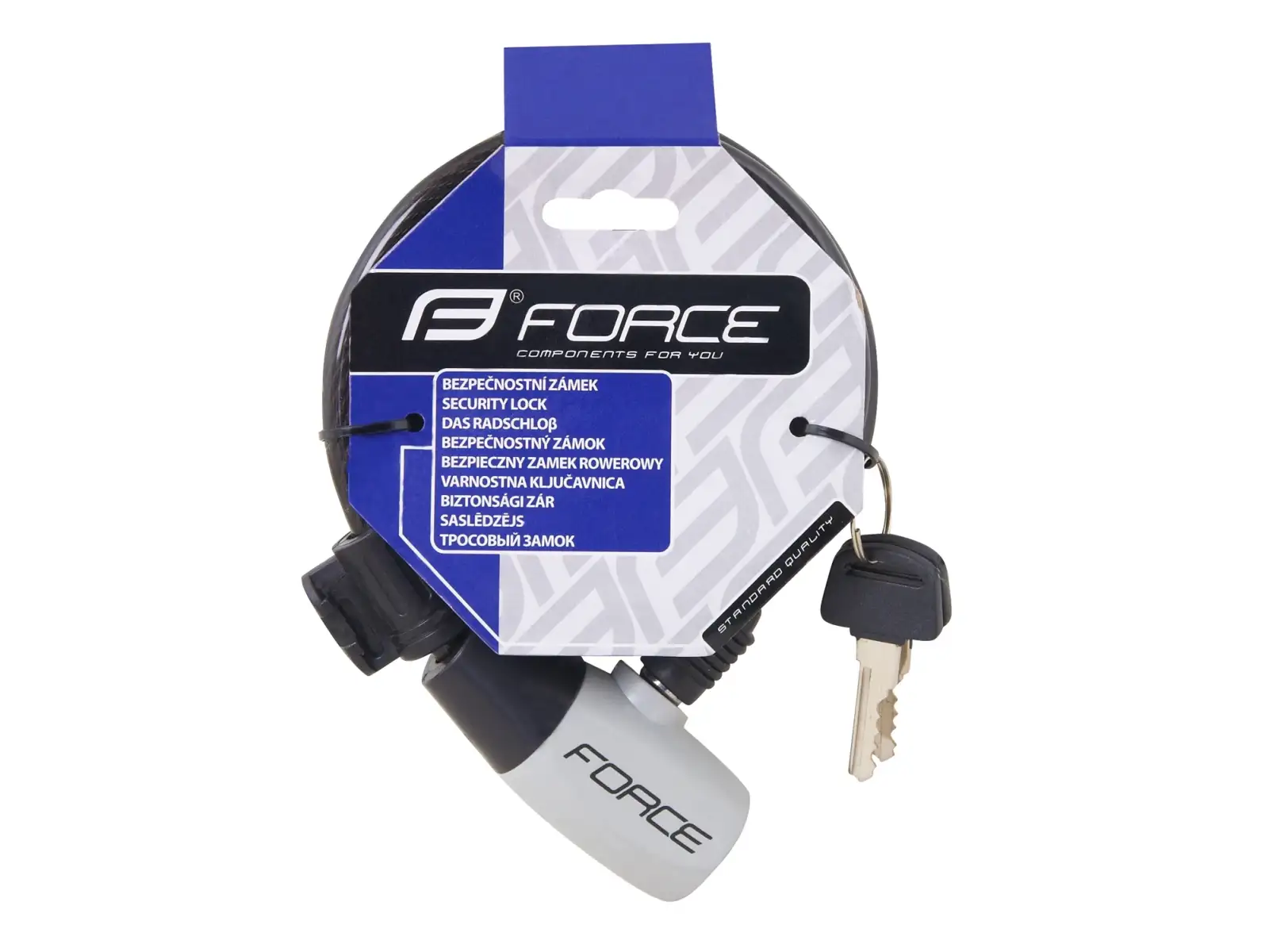 Force zámok špirála šedý 120cm/8mm + držiak