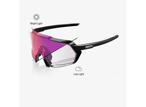 100% Korbin športové okuliare Gloss Black/Purple Mirror Photochromic Lens