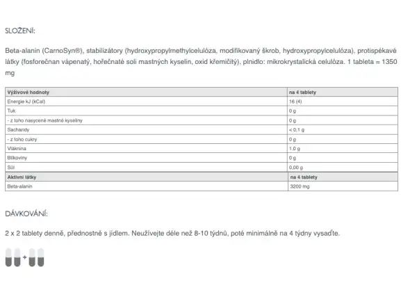 Sponser Beta Alanine tablety na vyrovnanie laktátu vo svaloch 140 tabliet