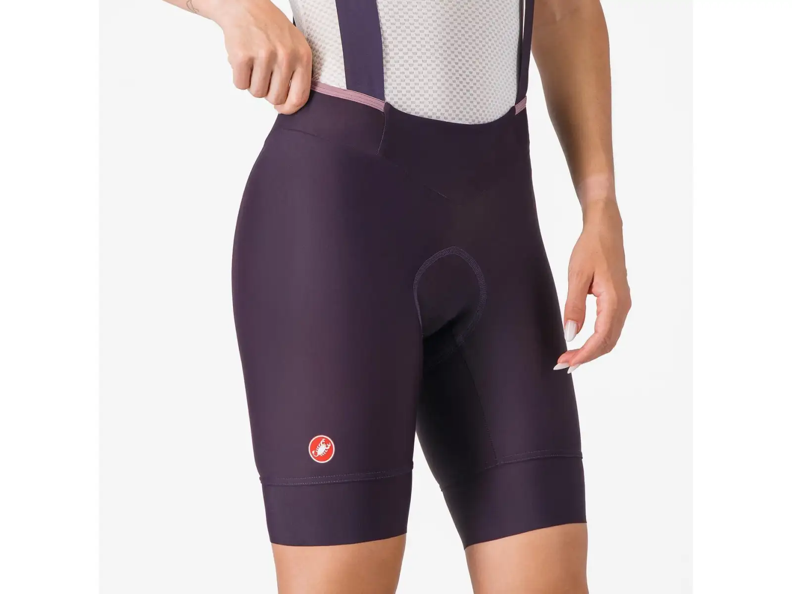 Castelli Prima 2 DT dámske kraťasy s vložkou a trakmi Dark Night Shade/Deep Purple