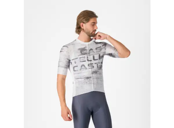 Castelli Stratus Logo pánsky dres krátky rukáv White/Smoky Gray