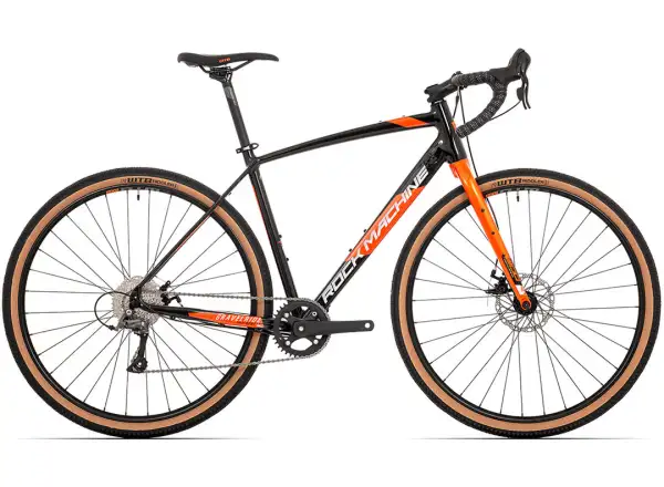 Rock Machine Gravelride 200 gravel bicykel Gloss Black/Brick Orange/Silver