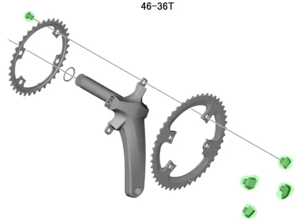 Shimano FC-R8000 matky a skrutky do prevodníka čierna