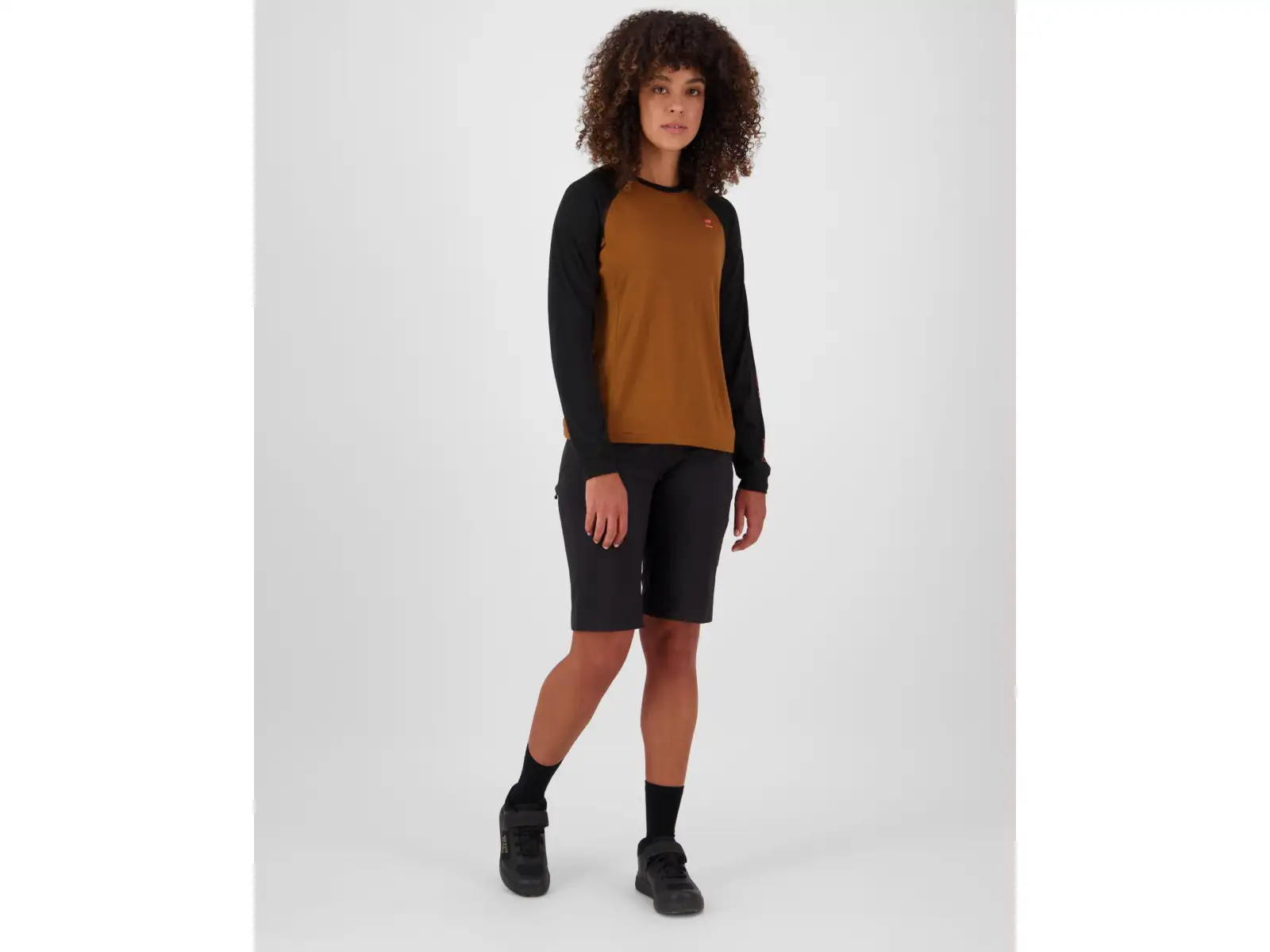 Mons Royale Tarn Merino dámske tričko dlhý rukáv Caramel / Black