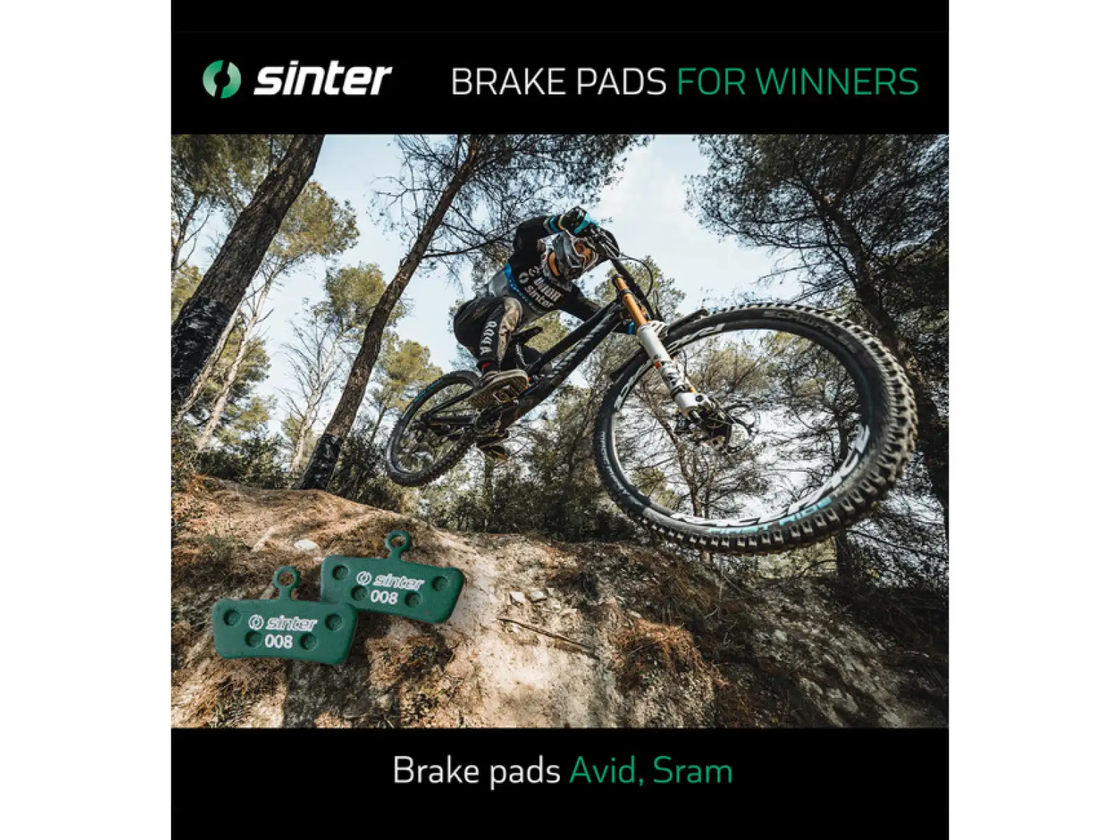 Sinter SRAM Elixir Trail, G2, Guide brzdové doštičky polymér zelená