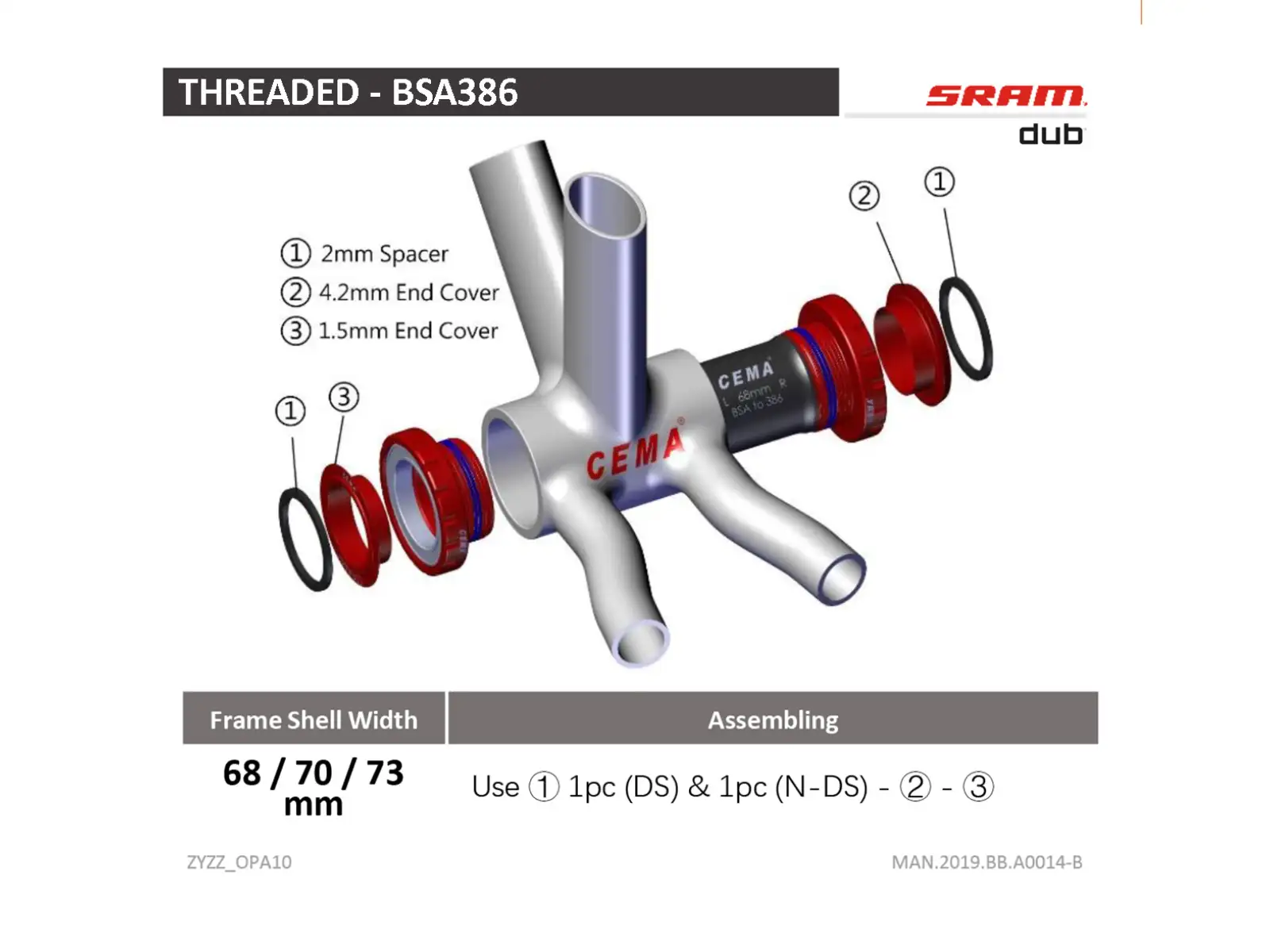 Cema Sram DUB stredové zloženie Ceramic black