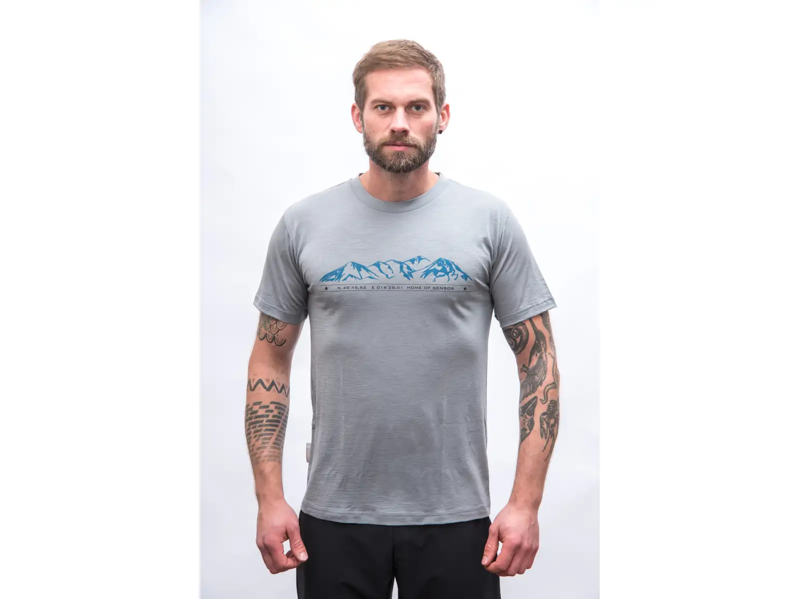 Sensor Merino Active Mountains pánske tričko krátky rukáv šedá