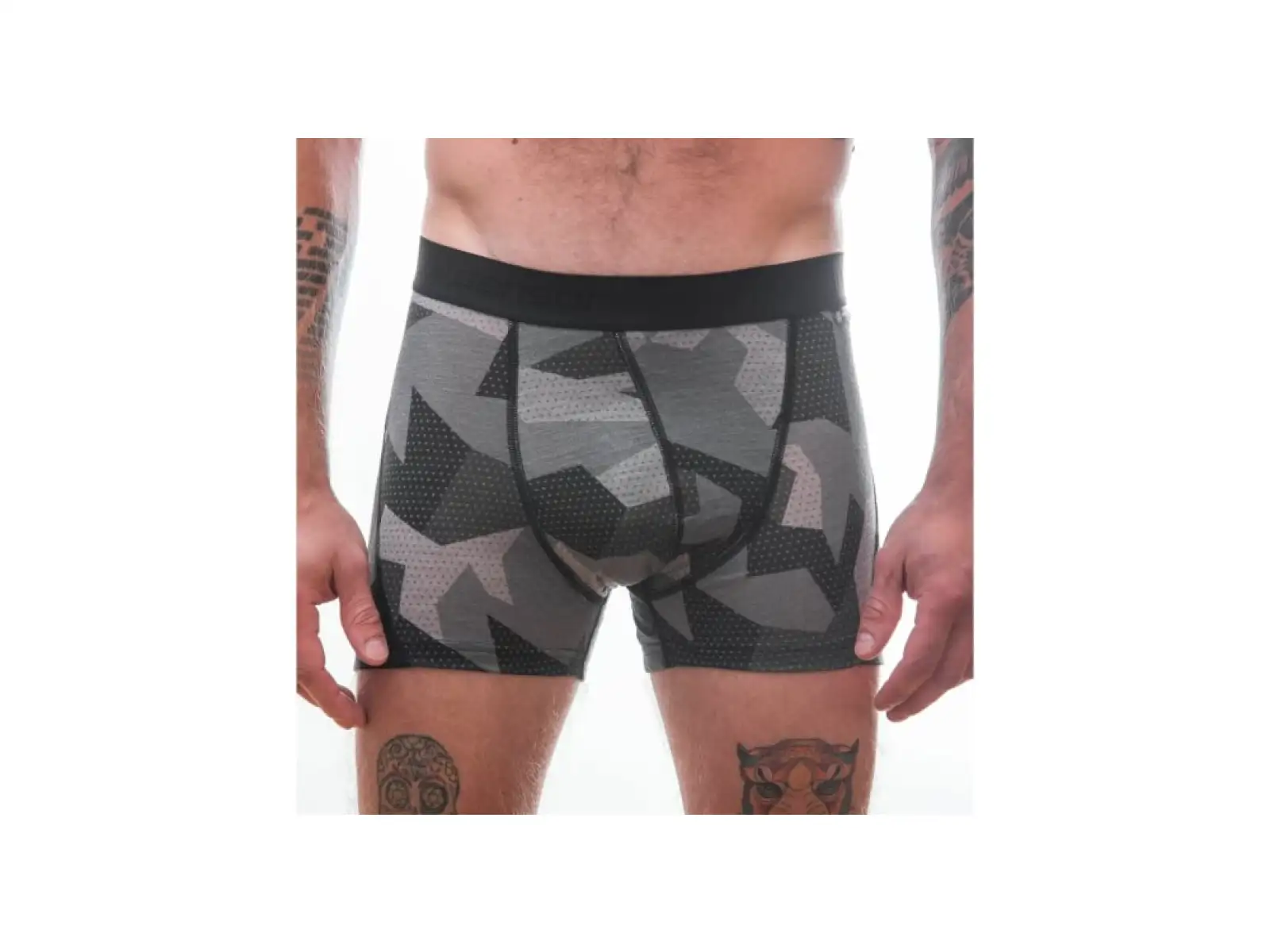 Sensor Merino Impress pánske termo trenírky čierna/Camo