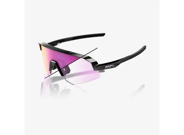 100% Slendale SL slnečné okuliare Gloss Black/Photochromic Purple Mirror
