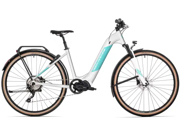 Rock Machine Crossride E400 Touring Lady elektrobicykel Gloss Pearl White/Light Mint