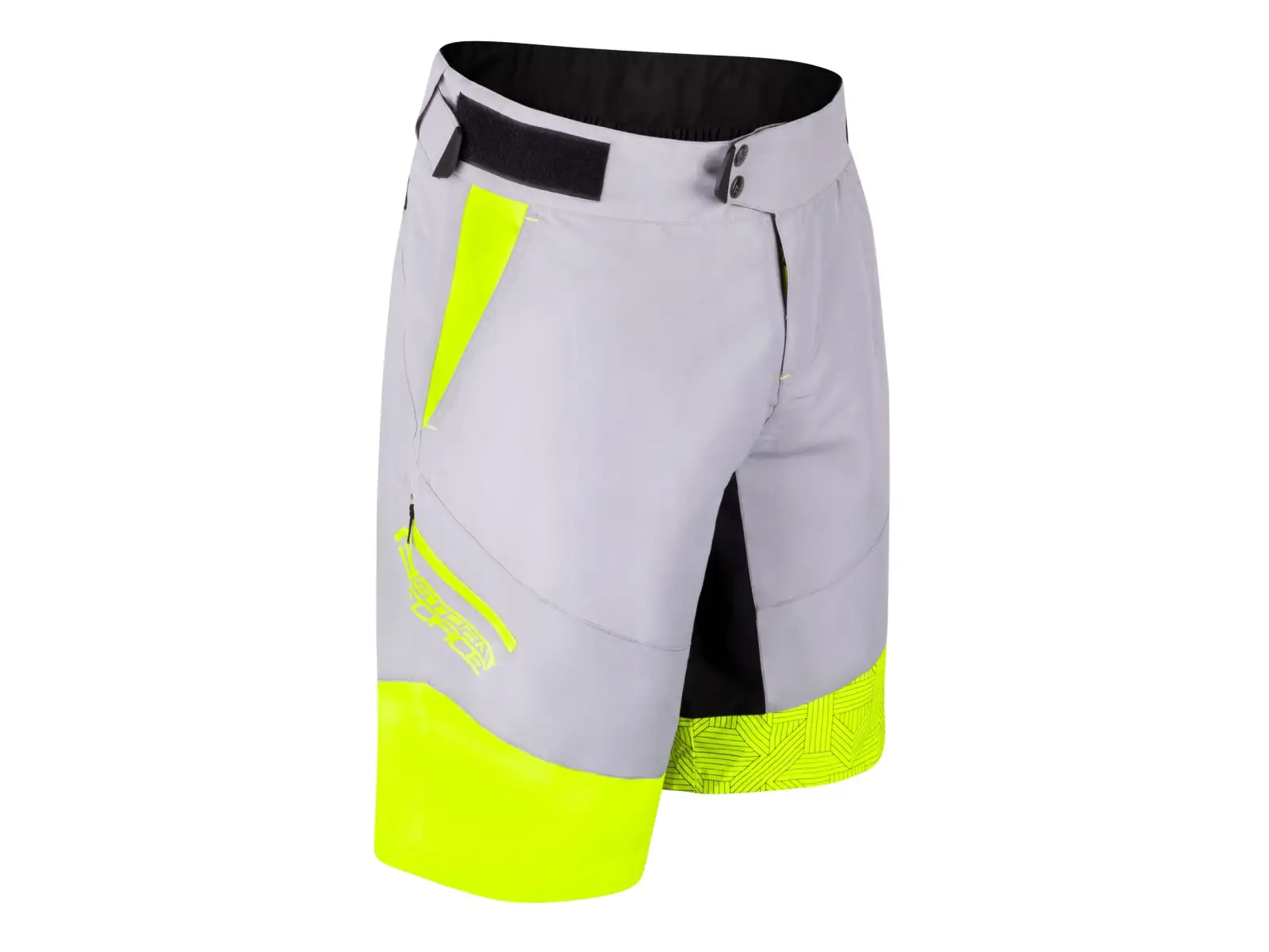 Force Storm pánske MTB kraťasy s vložkou šedá/Fluo