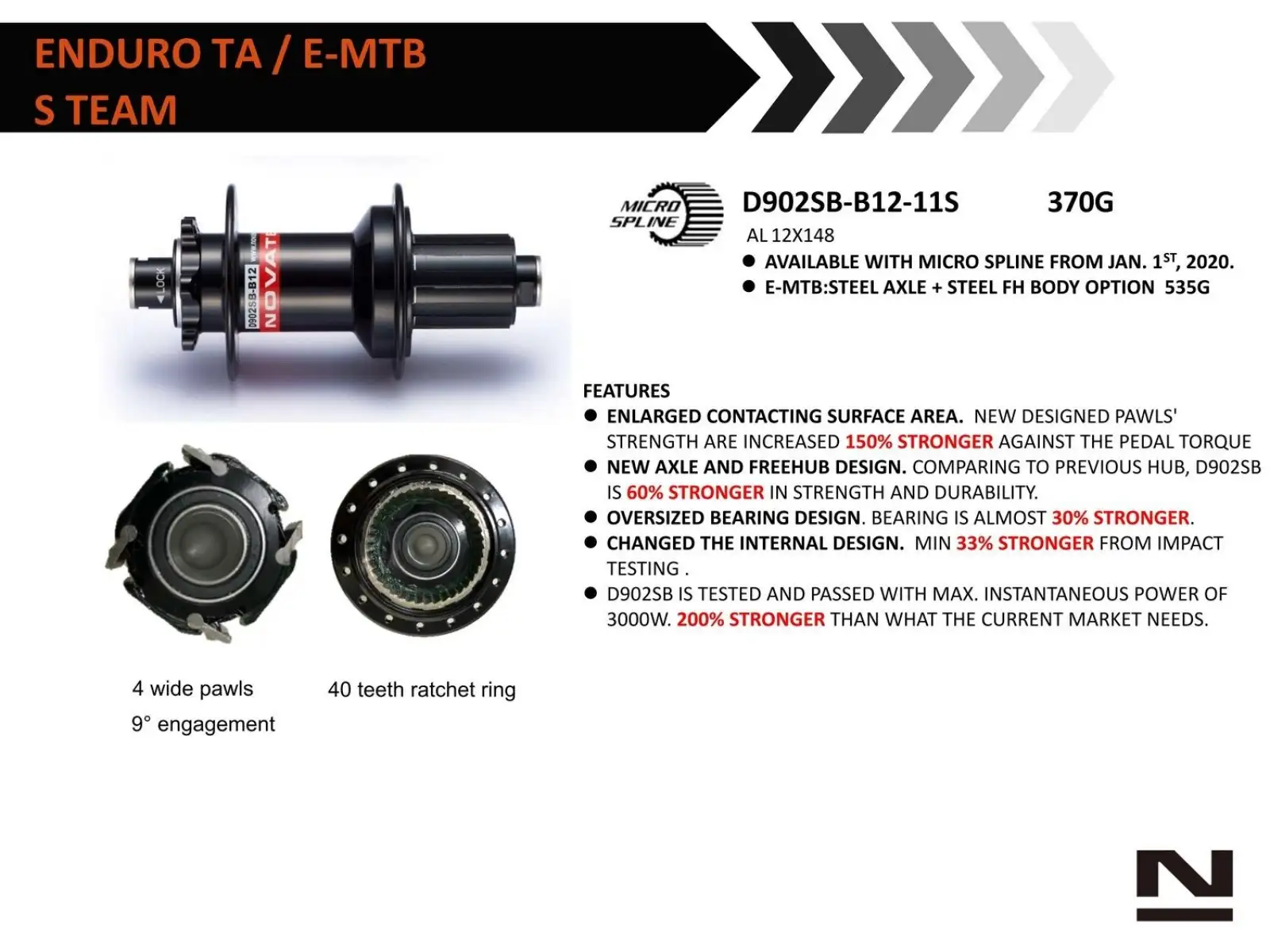 Novatec D902SB-CL-B12-A4A-11S zadný náboj CenterLock 32 dier 12x148 mm, orech Shimano HG11