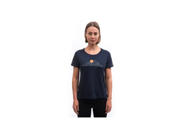 Sensor Merino Blend Moon dámske tričko krátky rukáv Deep Blue