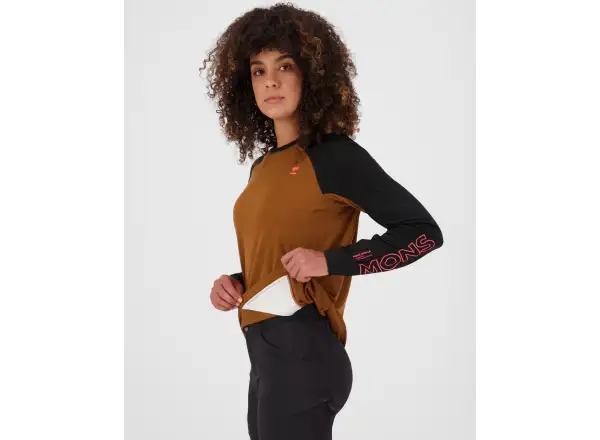 Mons Royale Tarn Merino dámske tričko dlhý rukáv Caramel / Black
