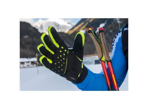 Leki HRC Race Shark bežecké rukavice Black/Neon yellow