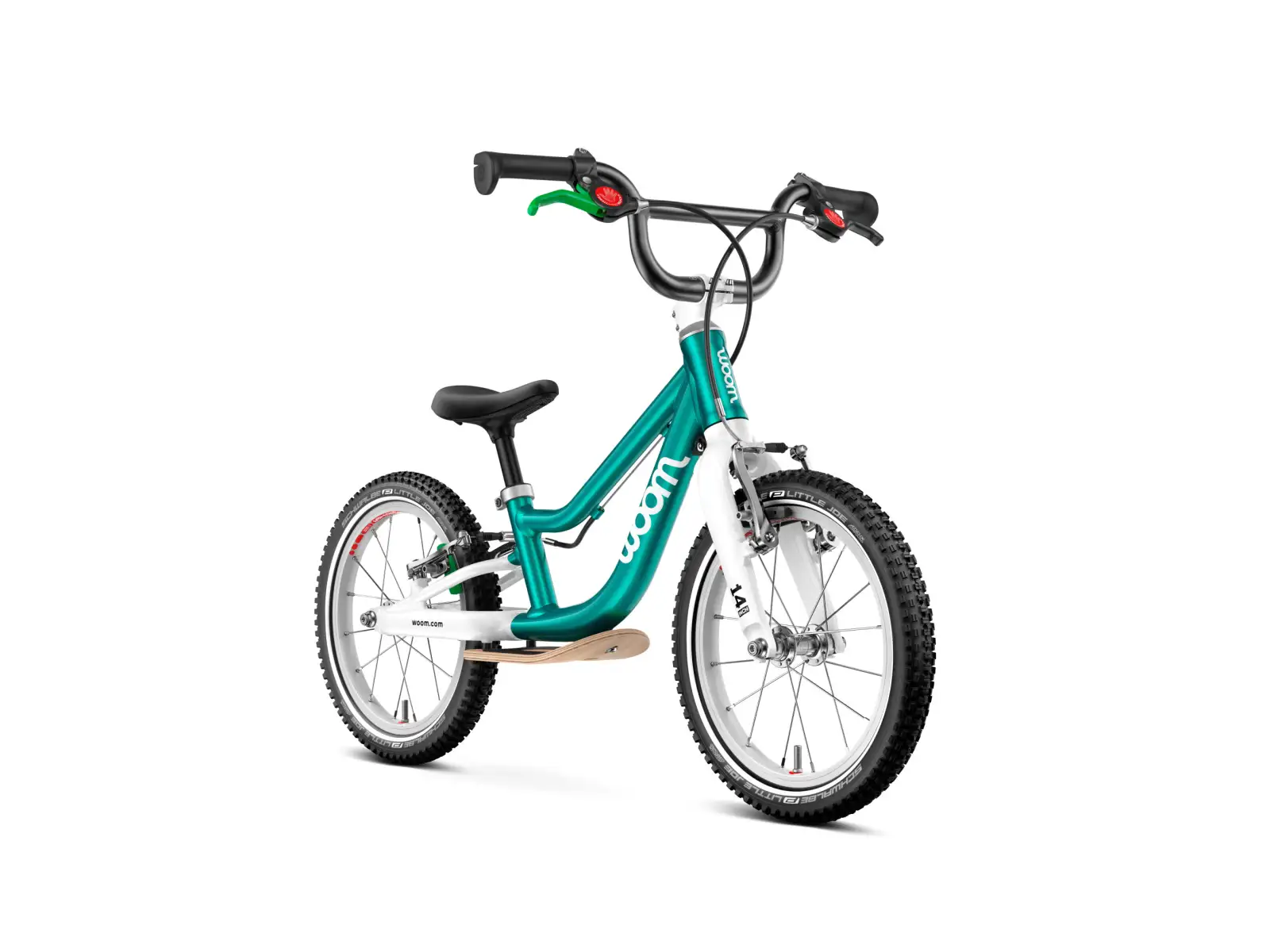 Woom GO 1 Plus Metallic Turquoise 14 detské odrážadlo