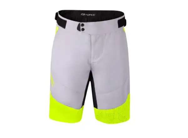 Force Storm pánske MTB kraťasy s vložkou šedá/Fluo