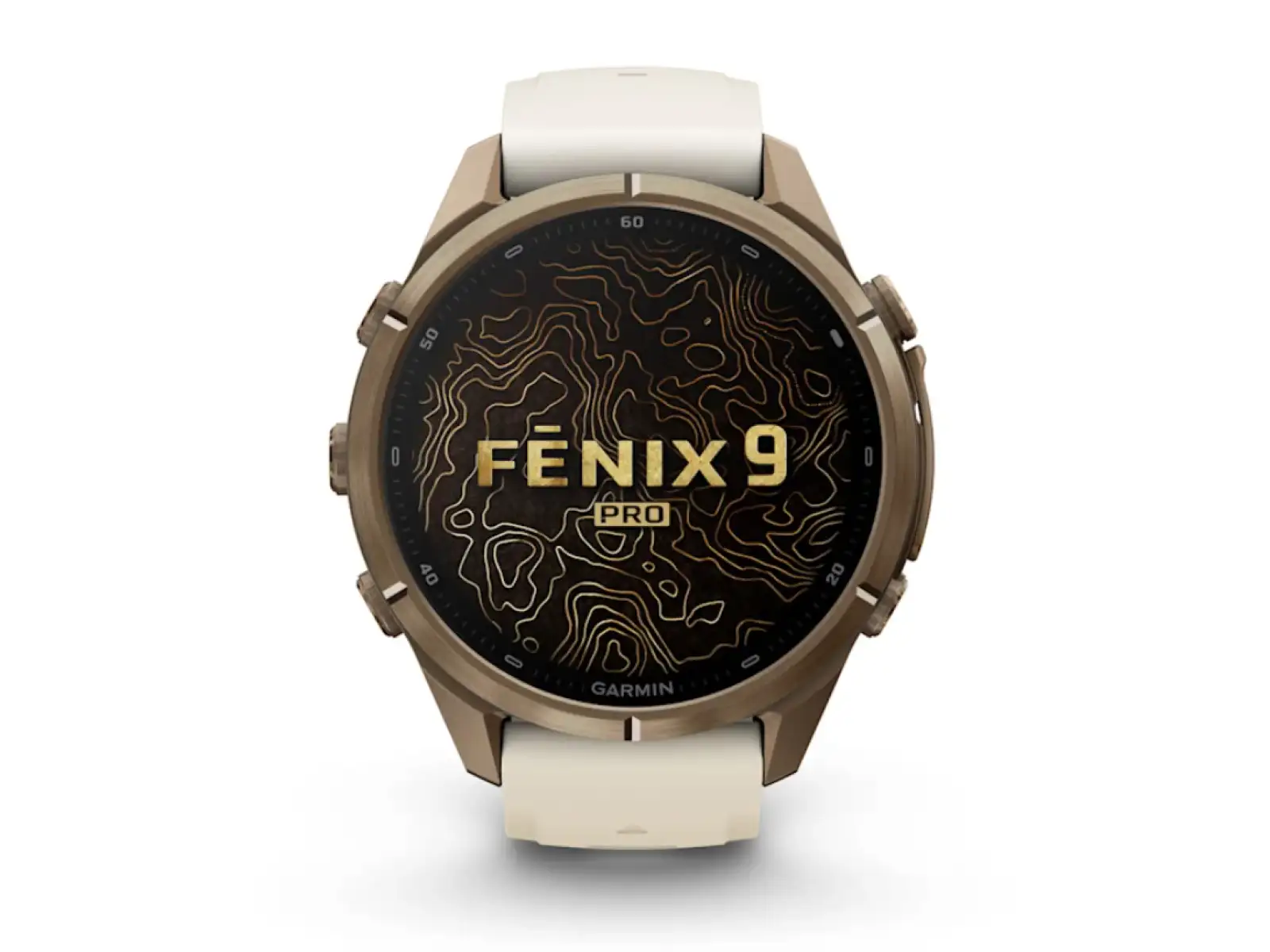 Garmin Fénix 9 Pro inReach 43 mm inteligentné hodinky Autumn Gold Titanium Cream/French Gray