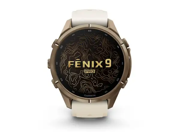 Garmin Fénix 9 Pro inReach 43 mm inteligentné hodinky Autumn Gold Titanium Cream/French Gray