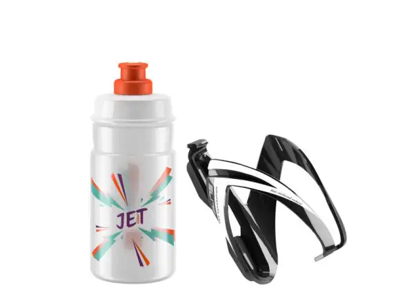 Elite Kit CEO set košík Black Glossy + JET fľaša 350 ml Clear/Orange Logo