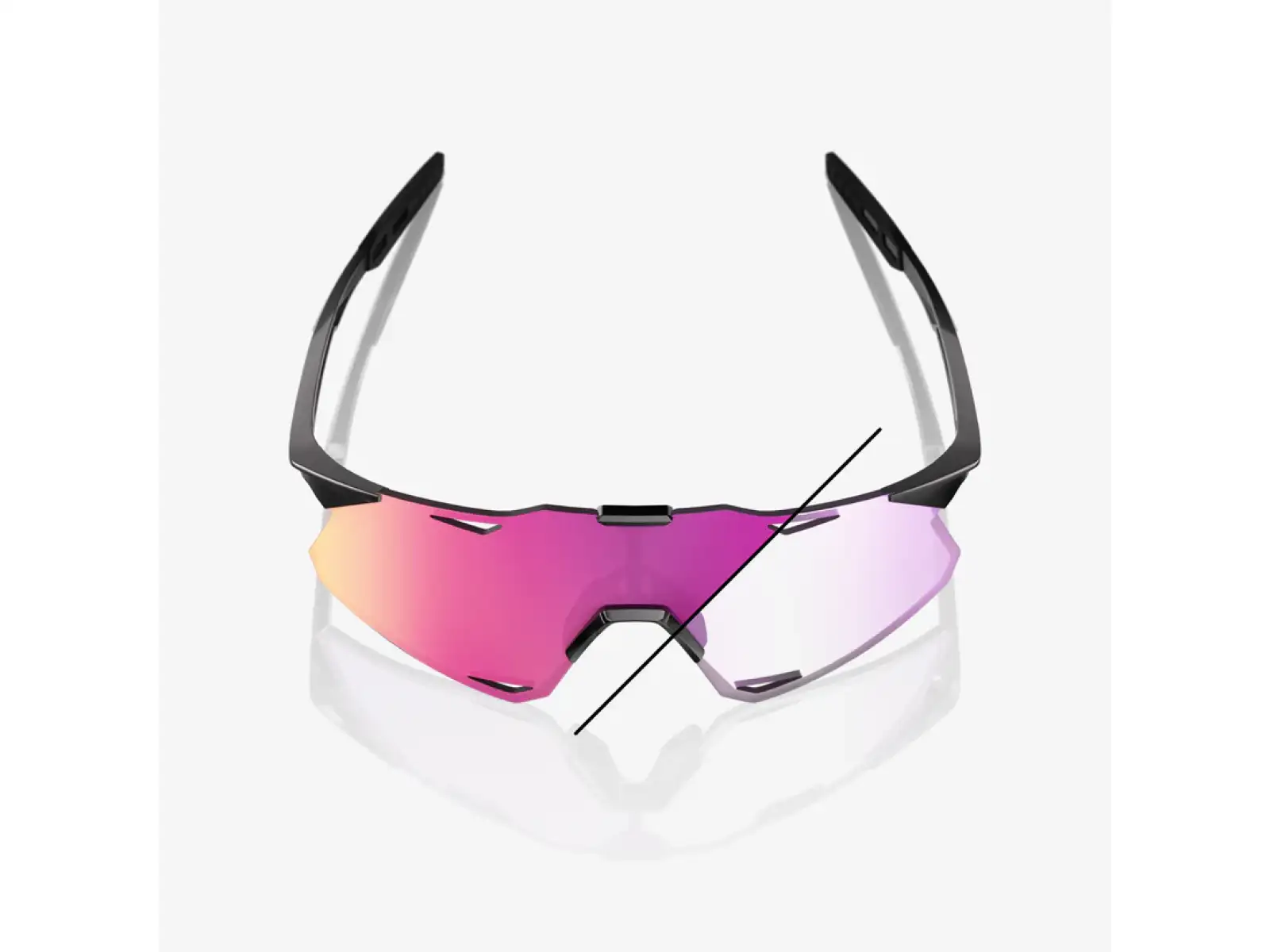 100% Hypercraft SQ okuliare Gloss Black/Photochromic Purple Mirror