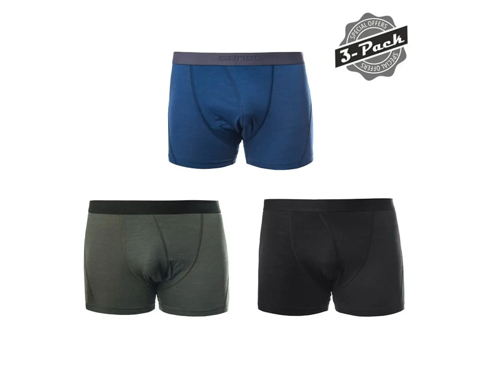 Sensor Merino Air 3-Pack pánske trenky čierna/modrá/olivová