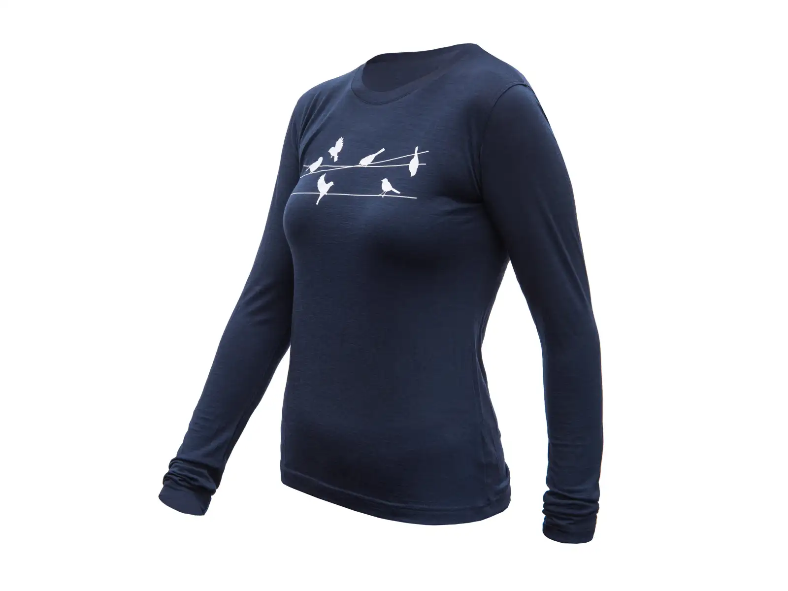 Sensor Merino Active Songbirds dámske tričko dlhý rukáv Deep Blue
